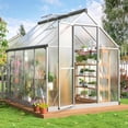thumbnail image 1 of NETAJE 6'x 7'Polycarbonate Greenhouse,Large Aluminum Walk-in Green House with Window for Backyard,Sliver, 1 of 7