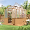 thumbnail image 1 of NETAJE 6'x8' Outdoor Wooden Greenhouse, Heavy Duty Walk-in Green House with Ventilated Window and Lockable Door for Backyard, Patio, 1 of 9