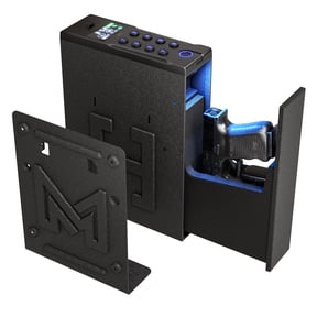 NETAJE Wall Safe Quick Access Gun Safe for Pistols -Fingerprint, Key Access, Pin Code Bedside Gun Safe for Bedside, Car & Home Security