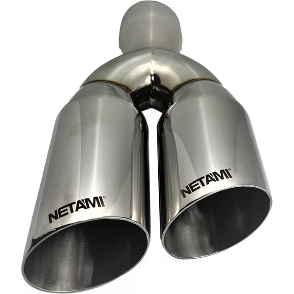 NETAMI 1637BK 3" Dual Outlet SS Exhaust Tip Angle Cut Chrome