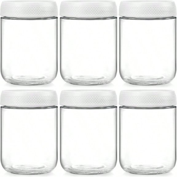 NETANY 6pack 16 oz Overnight Oats Containers with Lids Glass jars with Airtight Lids Wide mouth Mason Salad jars Glass Food Storage Containers for Snacks Yogurt Spice Sugar