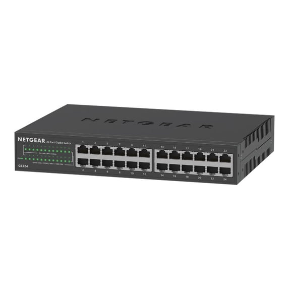 NETGEAR 24-port Gigabit Unmanaged Switch for plug-and-play connectivity - Switch - unmanaged - 24 x 10/100/1000 - wall-mountable, desktop, rack-mountable