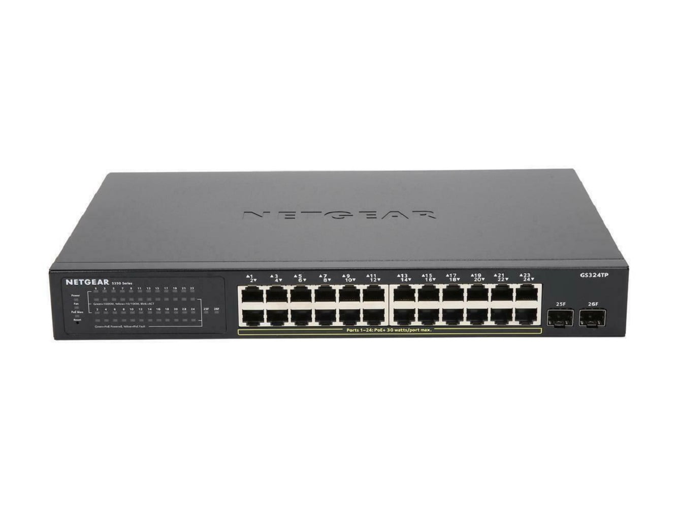 NETGEAR Smart GS324TP - Switch - smart - 24 x 10/100/1000 (PoE+) + 2 x SFP - desktop, rack-mountable - PoE+ (190 W)