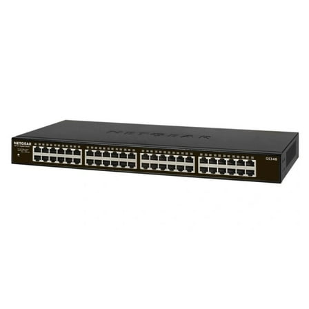 Pre-Owned NETGEAR 48-Port Gigabit Unmanaged Switch, Rackmount, Desktop, Fanless, Sturdy Metal, Plug-and-Play (GS348)