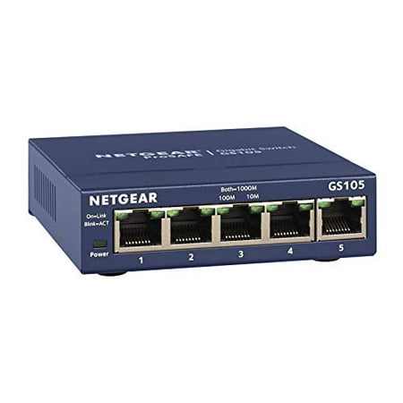 NETGEAR 5-Port Gigabit Ethernet Unmanaged Switch (GS105NA) - Desktop or Wall Mount, and Limited Lifetime Protection