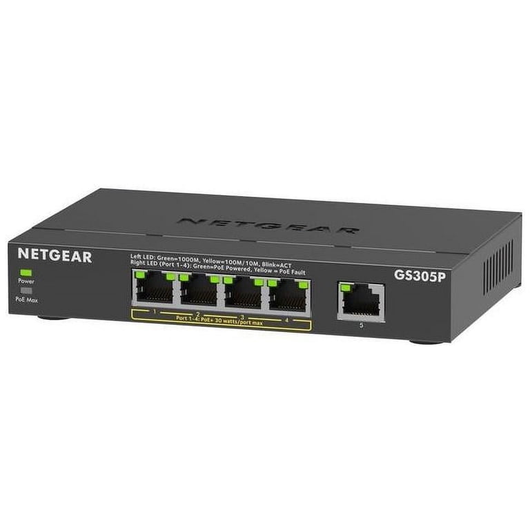 NETGEAR 5-Port PoE Gigabit Ethernet Unmanaged Switch GS305P-300NAS