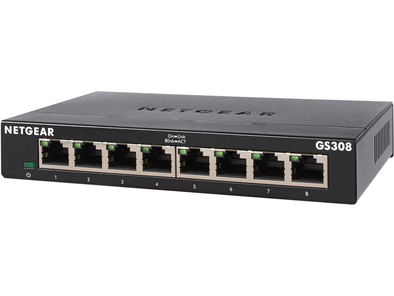 NETGEAR 8-Port Gigabit Ethernet Unmanaged Switch (GS308) - Home Network Hub, Office Ethernet Splitter, Plug-and-Play, Silent Operation, Desktop or Wall Mount