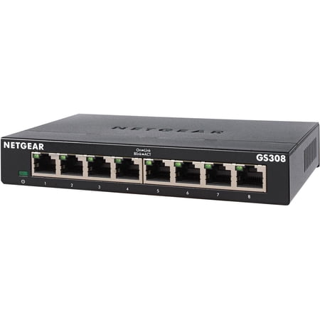 NETGEAR 8-Port Gigabit Ethernet Unmanaged Switch (GS308) - Home Network Hub, Office Ethernet Splitter, Plug-and-Play, Silent Operation, Desktop or Wall Mount