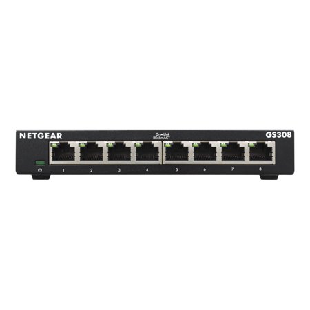 Netgear GS308-300PAS NETGEAR SWITCH - GS308 - WIRED - 1GBPS - NETWORKING / PORTS QTY: 8 - GIGABIT ET