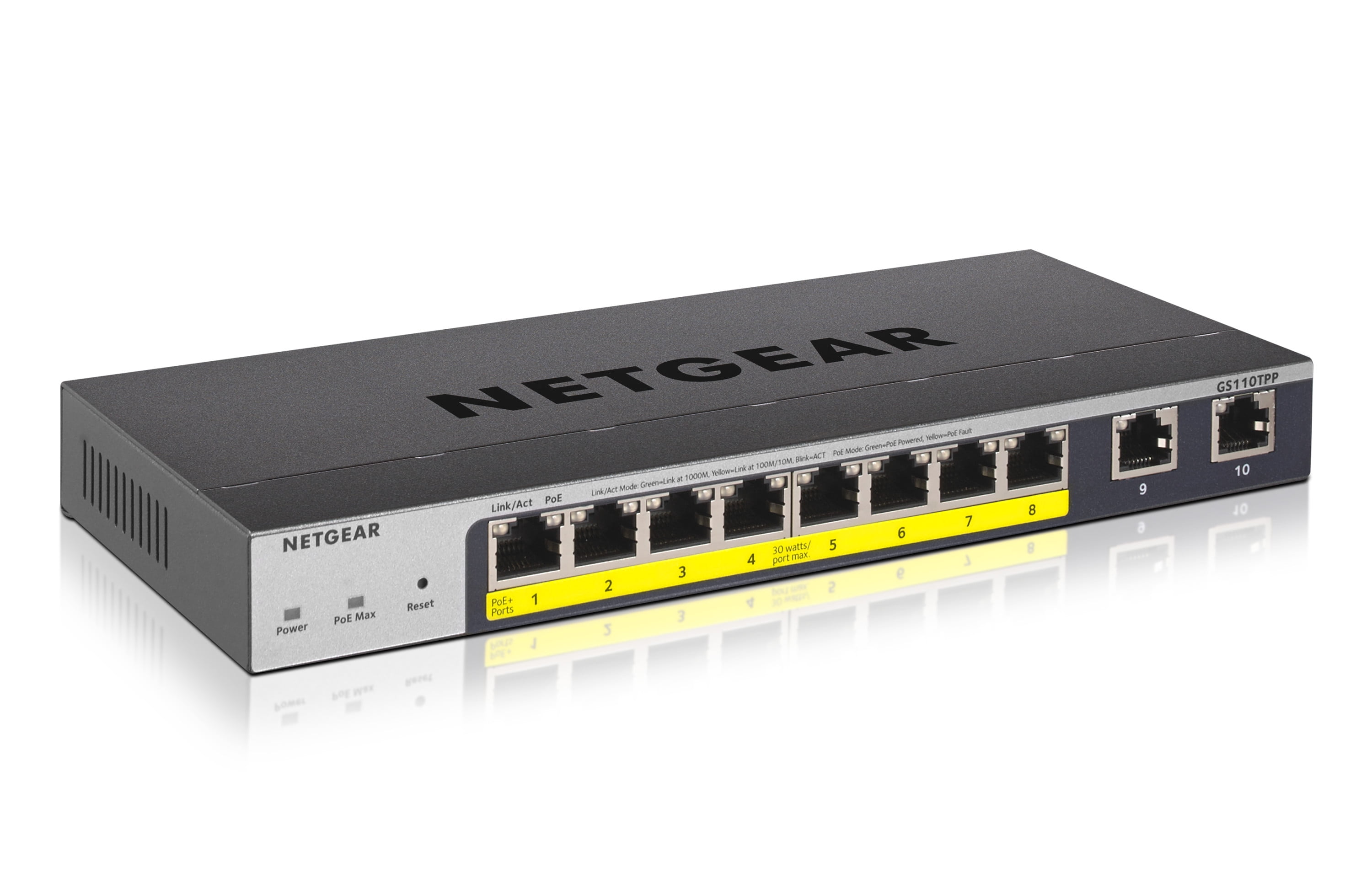 NETGEAR 8-Port Gigabit PoE+ Ethernet Smart Managed Pro Switch with 2 Copper Ports and Cloud Management, Black
