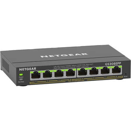 NETGEAR 8 Port PoE Gigabit Ethernet Plus Switch (GS308EPP) - with 8 x PoE+ @ 123W, Desktop/Wall Mount