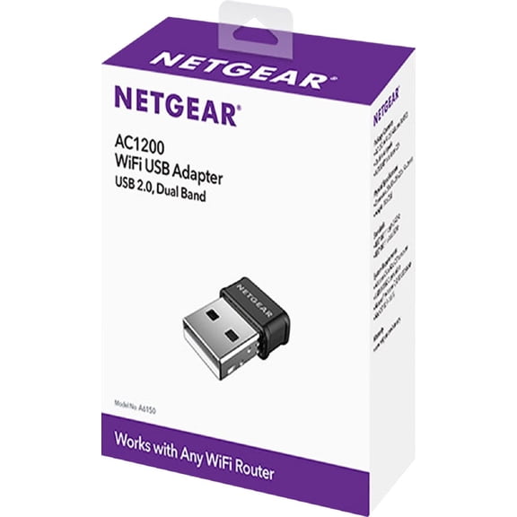 NETGEAR AC1200 USB 2.0 Dual-band WiFi USB Adapter, A6150