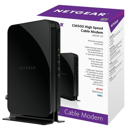 NETGEAR CM500 (16x4) DOCSIS 3.0 Cable Modem. Max download speeds of 680Mbps. Certified for XFINITY by Comcast, Time Warner Cable, Cox, Charter & more (CM500)