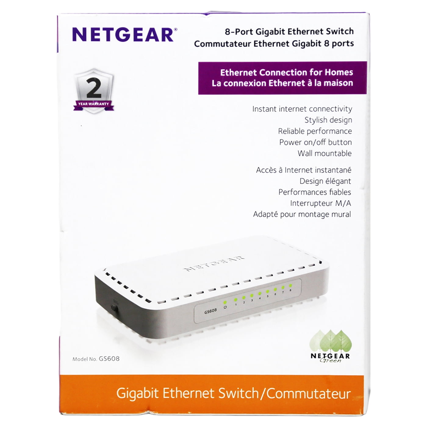 NETGEAR GS608 8-Port Gigabit Desktop Switch - Switch - 8 x 10/100/1000 - desktop