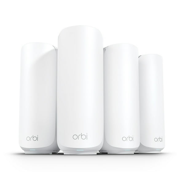 NETGEAR Orbi 370 Series Dual-band WiFi 7 Mesh Network System for Home (RBE374) - Wireless Router + 3 Extenders, Security Features, 5 Gbps, Covers 8,000 sq.ft., 70 Devices, 2.5GB Internet Port, BE5000