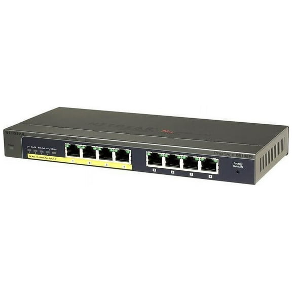 NETGEAR Plus GS108PEv3 - Switch - managed - 4 x 10/100/1000 (PoE) + 4 x 10/100/1000 - desktop, wall-mountable - PoE (53 W)