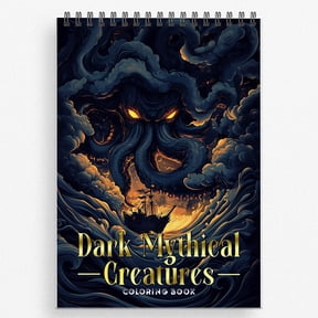 NETHOUSE Dark Mythical Creatures Coloring Book For Adults Relaxation & Stress Relief, 30 Coloring Pages of Dark Mythical Creatures, Haunting Legends, Shadowy Forests, and Mysterious Fantasy Beasts