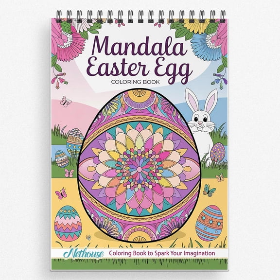 NETHOUSE Mandala Easter Egg Coloring Book For Adults Relaxation & Stress Relief, 30 Coloring Pages of Mandala Easter Eggs, Intricate Patterns, Festive Designs, and Relaxing Holiday Art