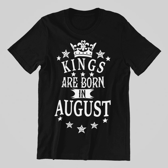 NETHOUSE Men's Birthday T-Shirt - Kings Are Born in August - Crown Graphic Tee for Him - Cotton Blend Casual Fit Shirt - Sizes S to 5XL