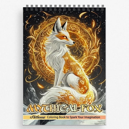 NETHOUSE Mythical Fox Coloring Book For Adults Relaxation & Stress Relief, 30 Coloring Pages of Legendary Fox Spirits, Mystical Forest Creatures, Magical Kitsune Designs, and Enchanted Woodland Scenes