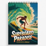 NETHOUSE Surfboard Paradise Coloring Book For Adults Relaxation & Stress Relief, 30 Coloring Pages of Surfboards, Tropical Beaches, Ocean Waves, and Laid-Back Surfing Vibes