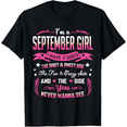 thumbnail image 1 of NETHOUSE Women's Birthday T-Shirt - September Girl with 3 Sides Quote - Pink Sweet and Crazy Graphic Tee - Cotton Blend - Sizes S to 5XL, 1 of 3