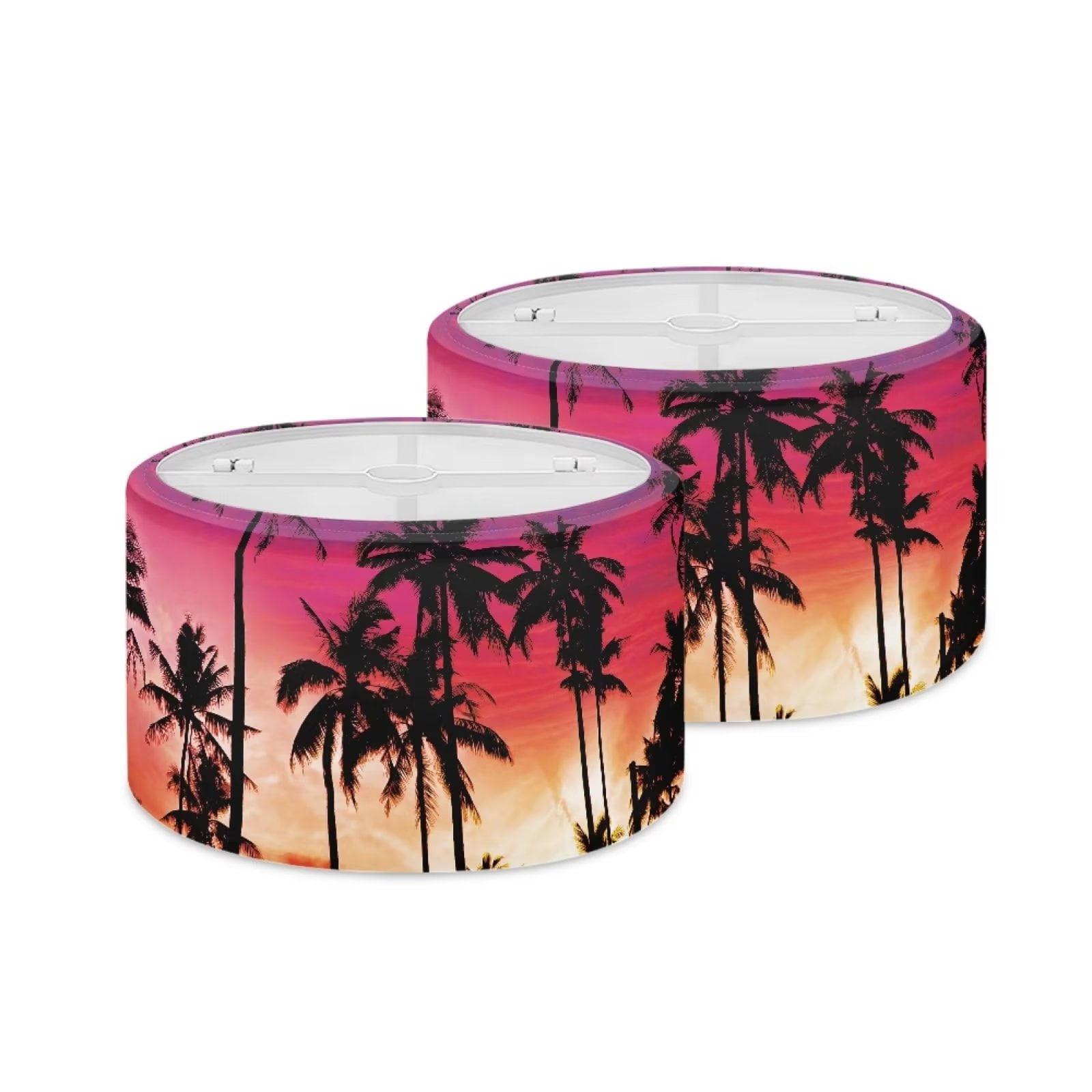 NETILGEN 2 Pack Beach Scene Pattern Lampshade Frames Wire Round Large