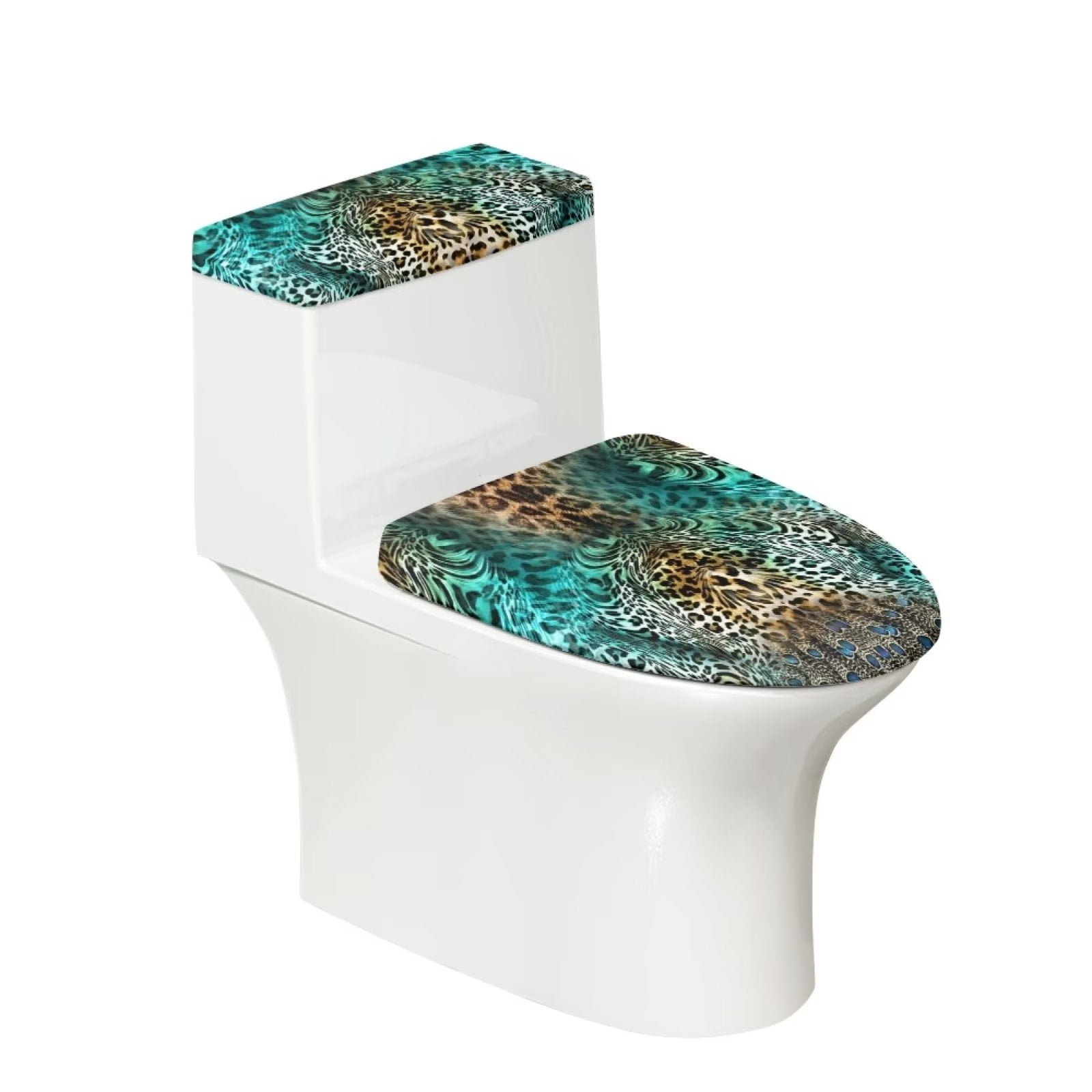NETILGEN 2 Pack Leopard Print Ultra Soft Toilet Seat And Tank Cover Set