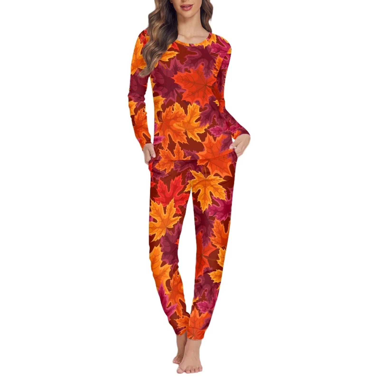 NETILGEN 2 Pack Orange Fall Harvest Thanksgiving Marple Stretchy Women