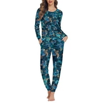 Suhoaziia Love Dolphin Pajamas for Ladies Aesthetic Stretchy Long Pajama  Pant Family Gift Suit Trendy Polyester Outfits Softness Set of 2 PJ's