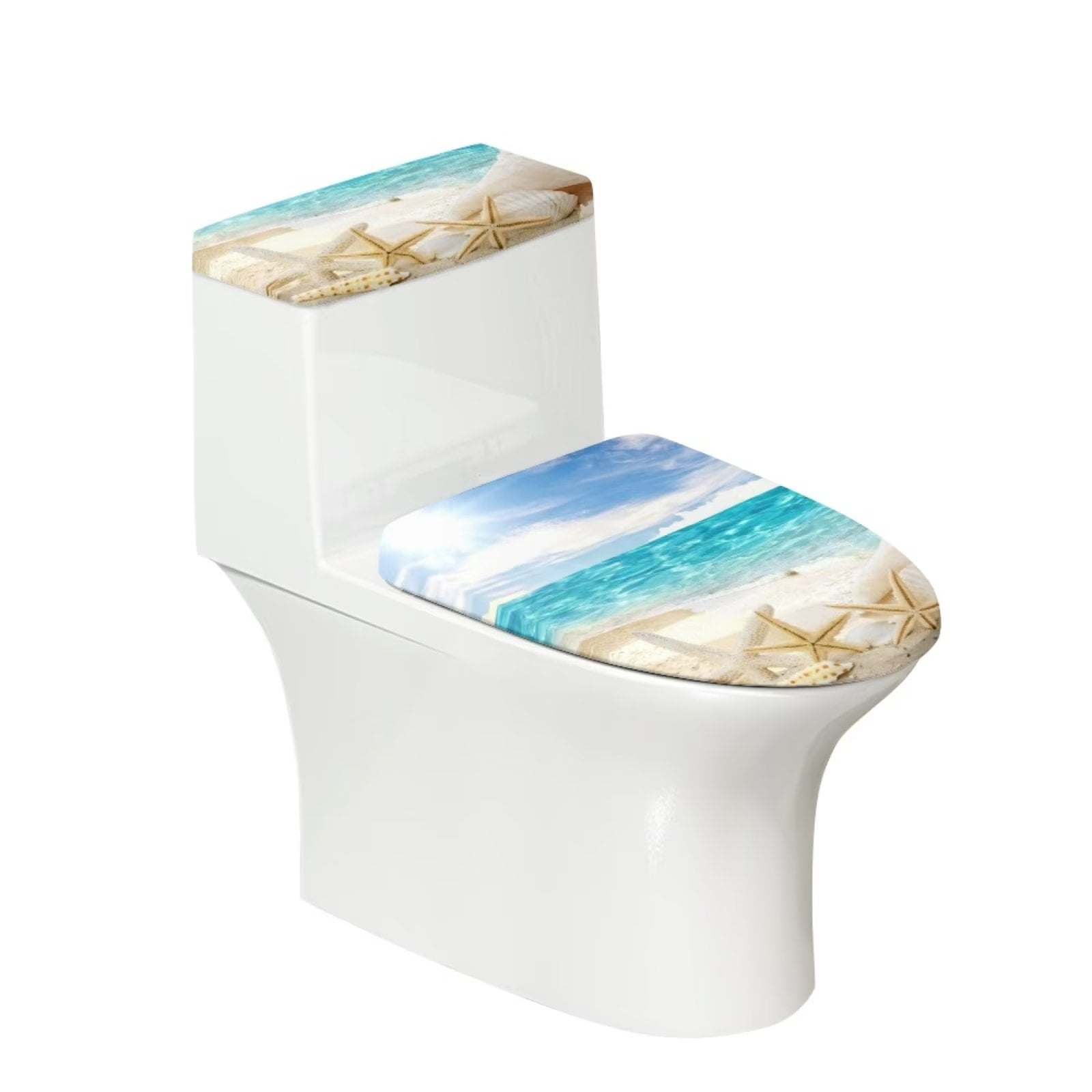 NETILGEN 2 Pack Set Beach Shell Toilet Seat Lid Cover Set + Toilet Bowl