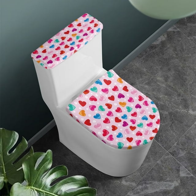 NETILGEN 2 Pack Set Romantic Heart Dog Paw Toilet Seat Padded & Toilet
