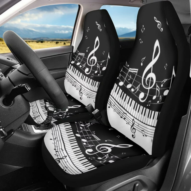 NETILGEN 2 Pcs Music Piano Notes Car Covers Set Waterproof Car