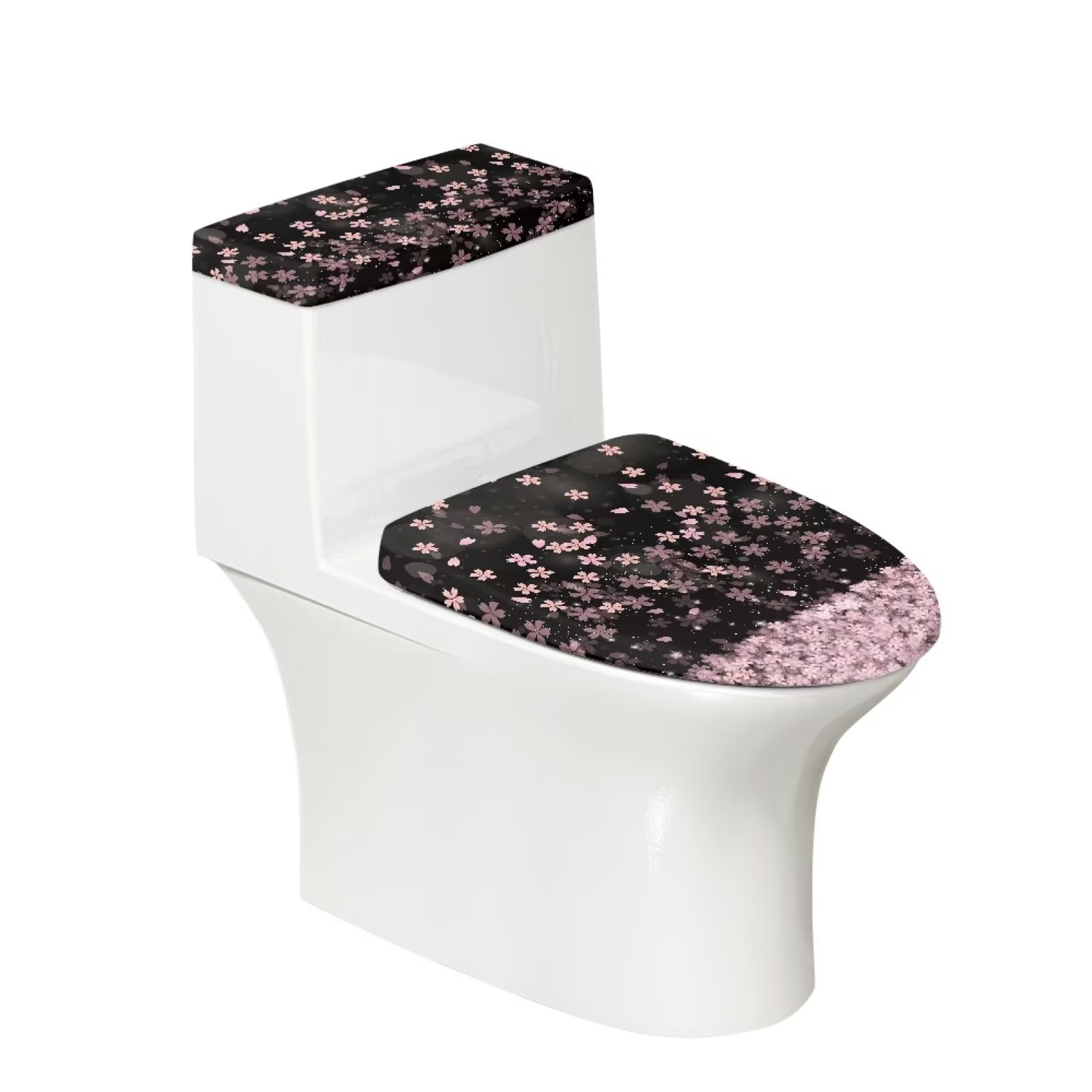 NETILGEN 2 Pieces Cherry Blossom NonSlip Toilet Seat Lid Cover Oval