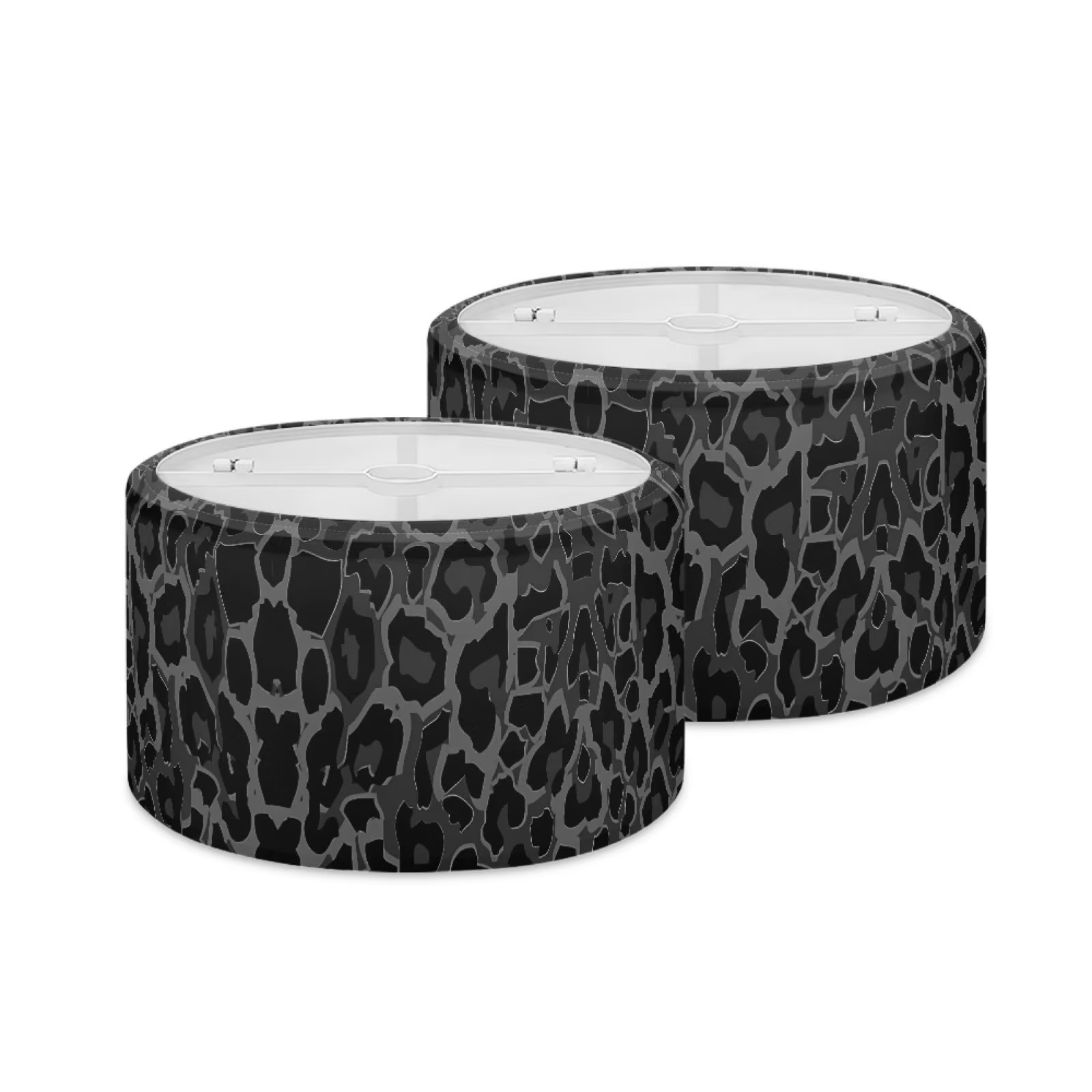 NETILGEN 2 Pieces Set Elegant Black Leopard Print Lamp Shade Dust Covers, Firm Metal Structure