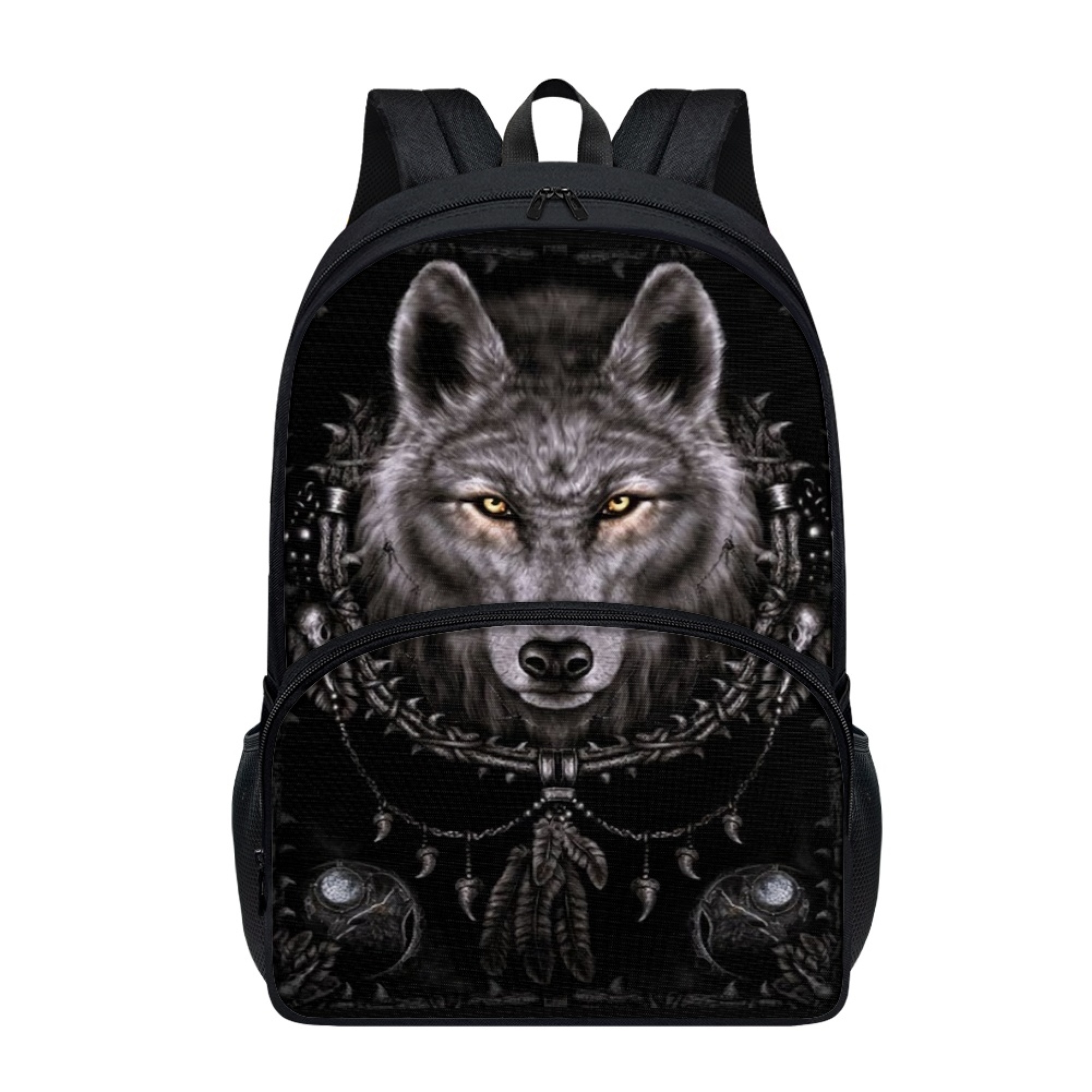 NETILGEN Abstract Dream Catcher Wolf School Backpack Middle School