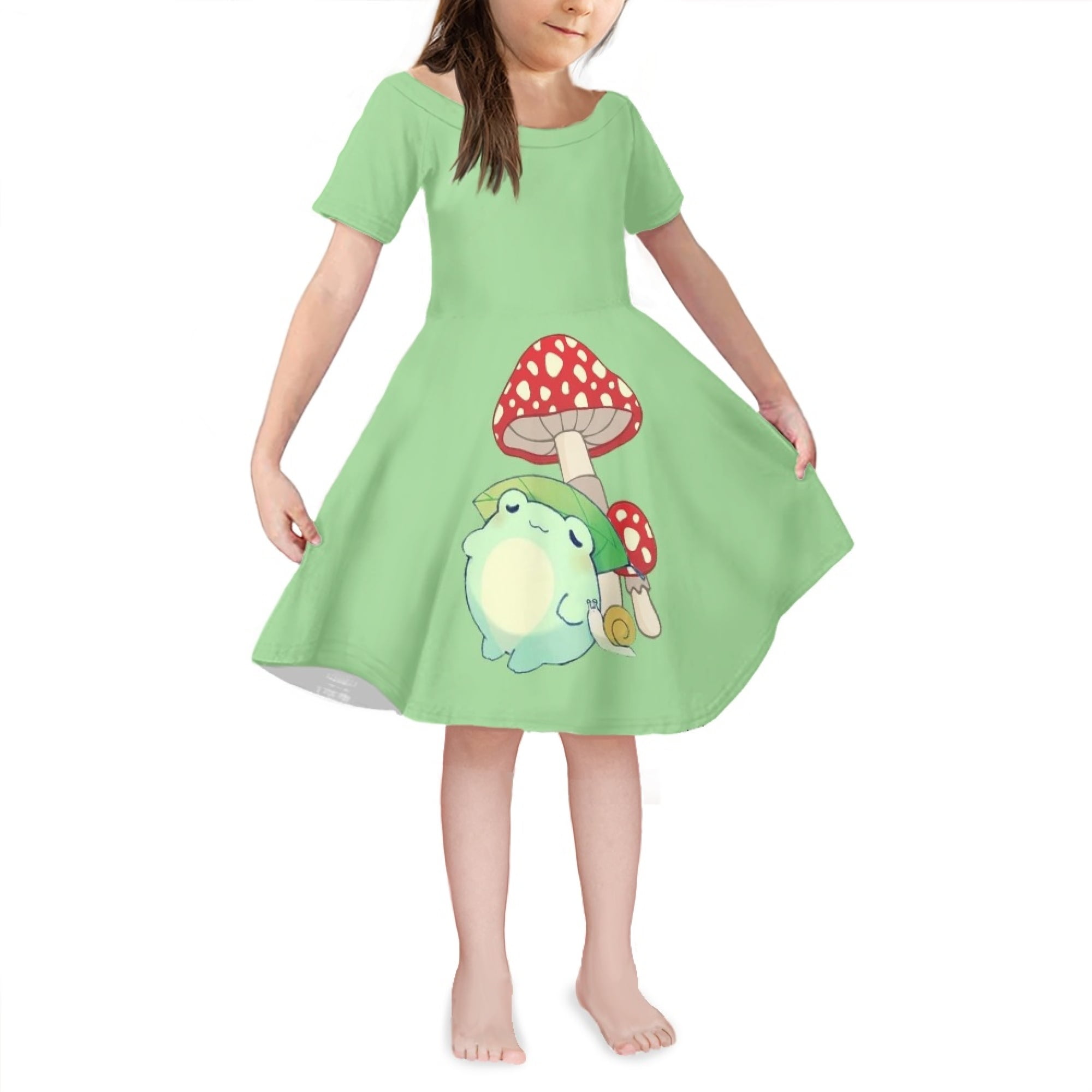 NETILGEN Aesthetic Mushroom Frog Pattern Kid Dress up Clothes for Girls  Comfortable A Line Swing Twirl Dress for 11-12 Years Old 