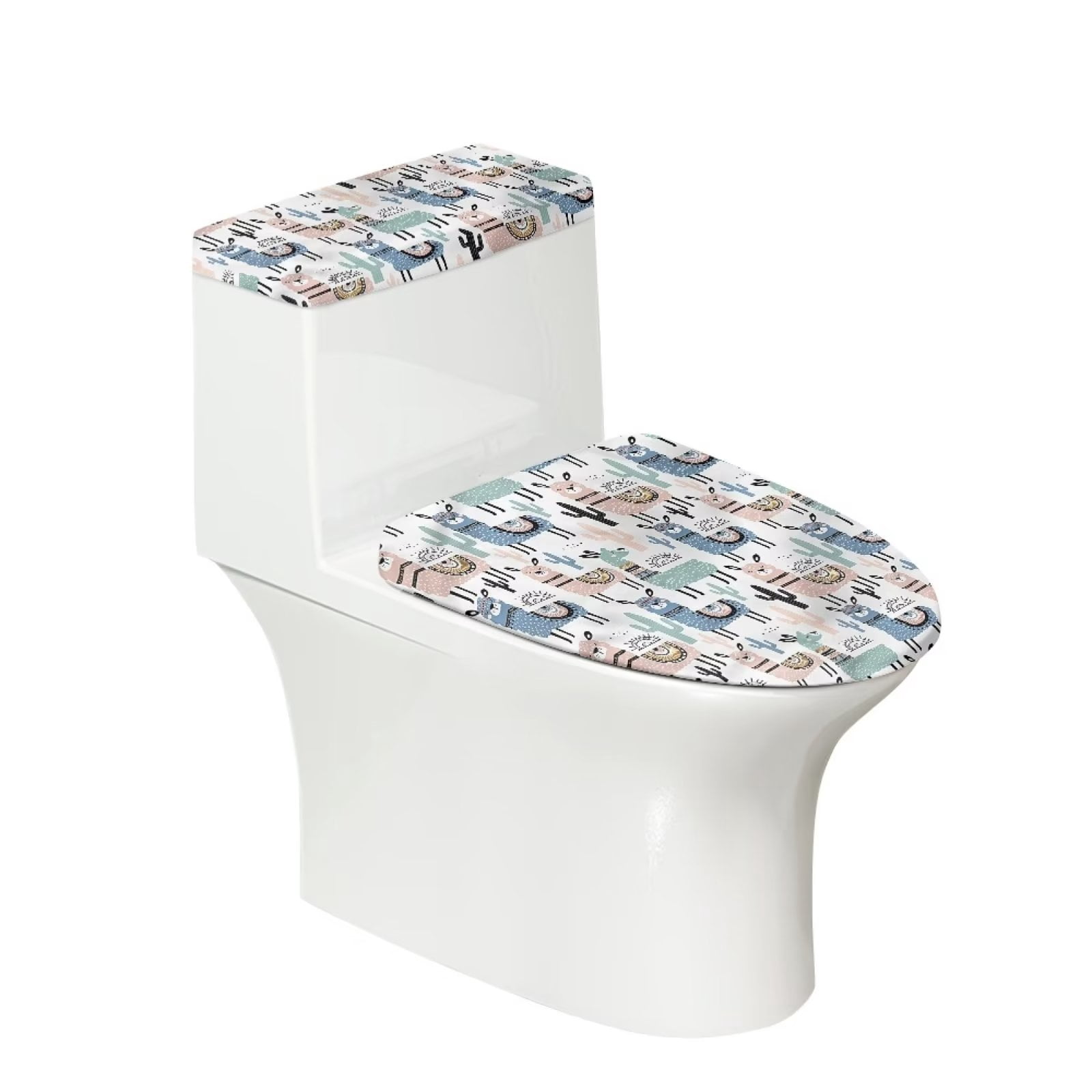 NETILGEN Art Alpaca Design Toilet Seat And Tank Cover Set, Easy Install