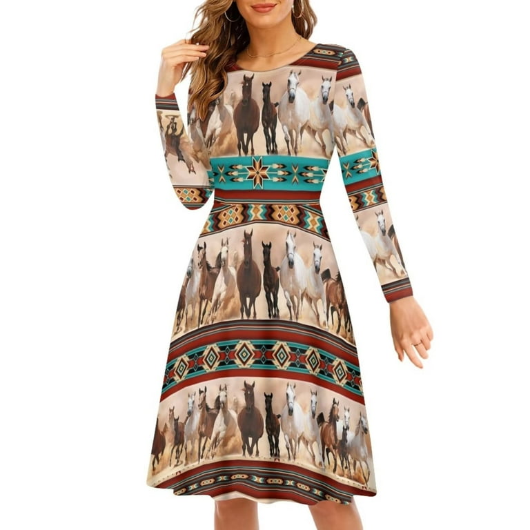 Elegant Geometric Printing O Neck A Line Dresses Elegant Geometric Printing O Neck A Line Dresses