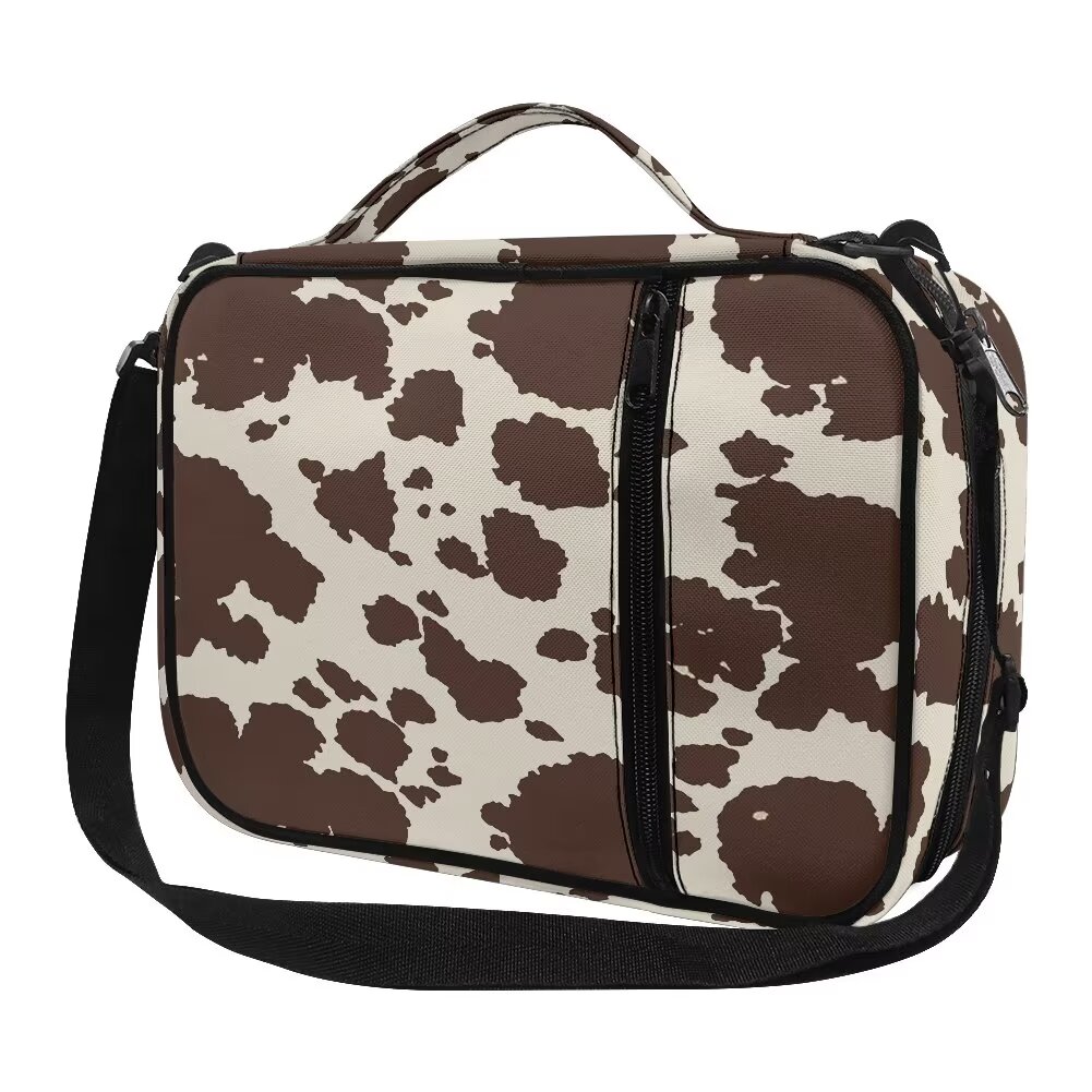 NETILGEN Brown Cow Print Bible Carrying Case with Shoulder Strap, Extra