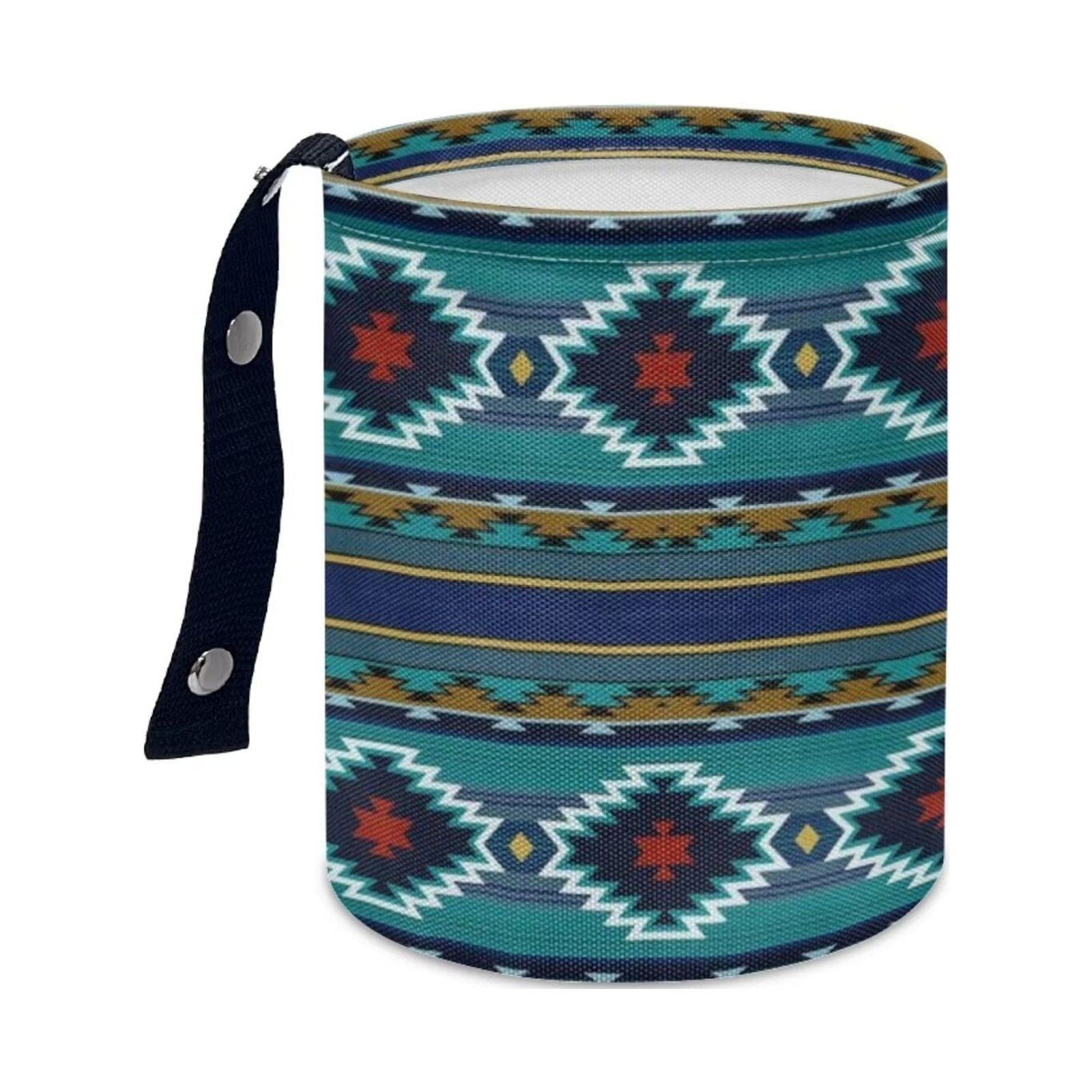 NETILGEN Car Trash Can Liner Bags with Abstract Aztec Tribe Geometry