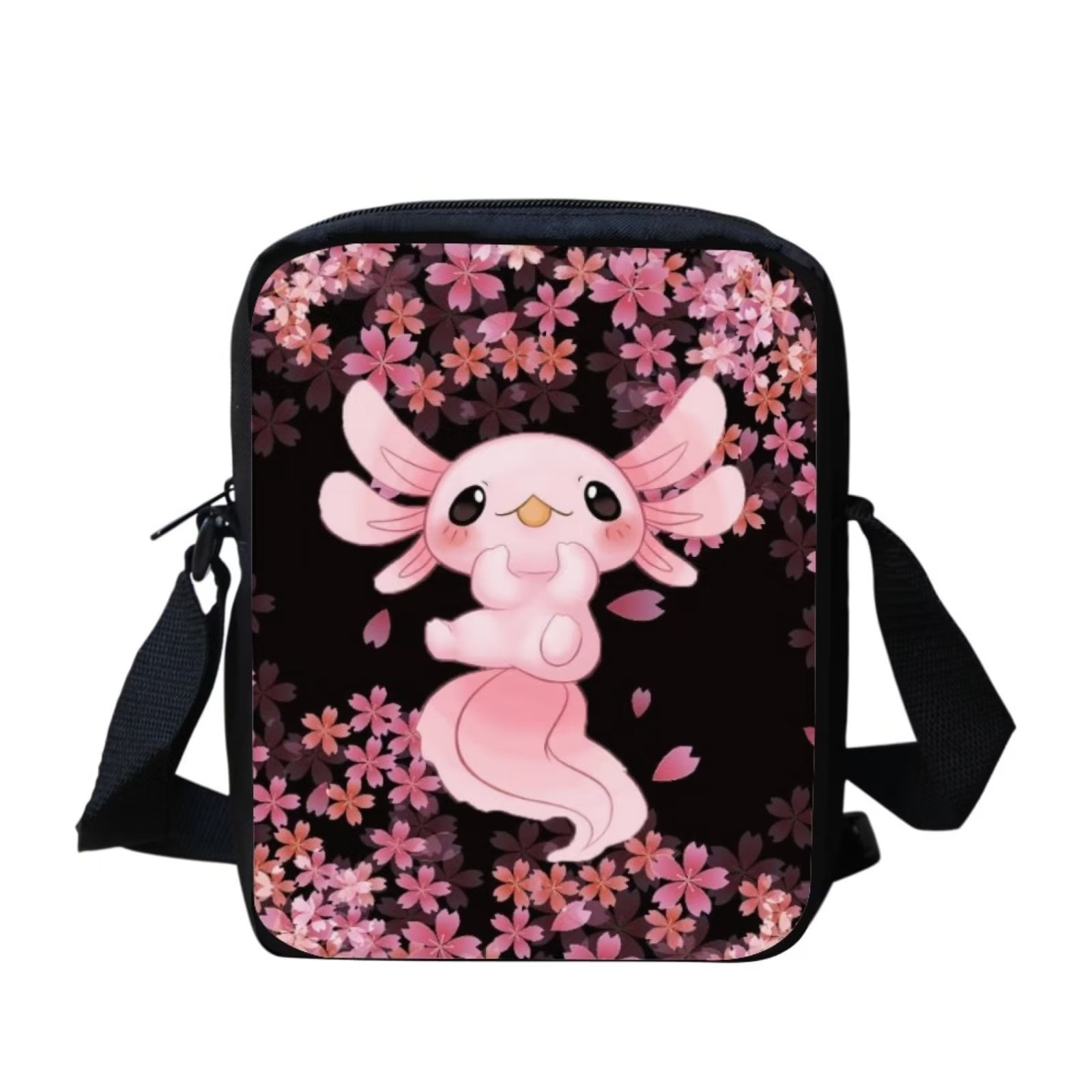 NETILGEN Cherry Blossom & Axolotls Inner Compartment Crossbody Bag ...