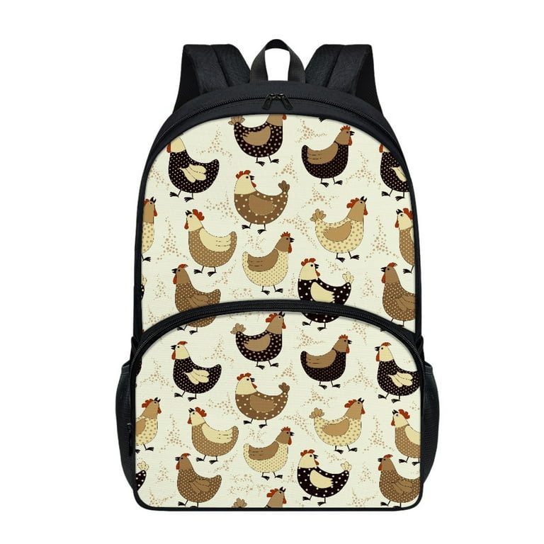 NETILGEN Chicken Pattern Backpack Lasting Use Student School Bags for Boys with Adjustable Chest Strap College Students Shoulder Bags for Daily Life Walmart