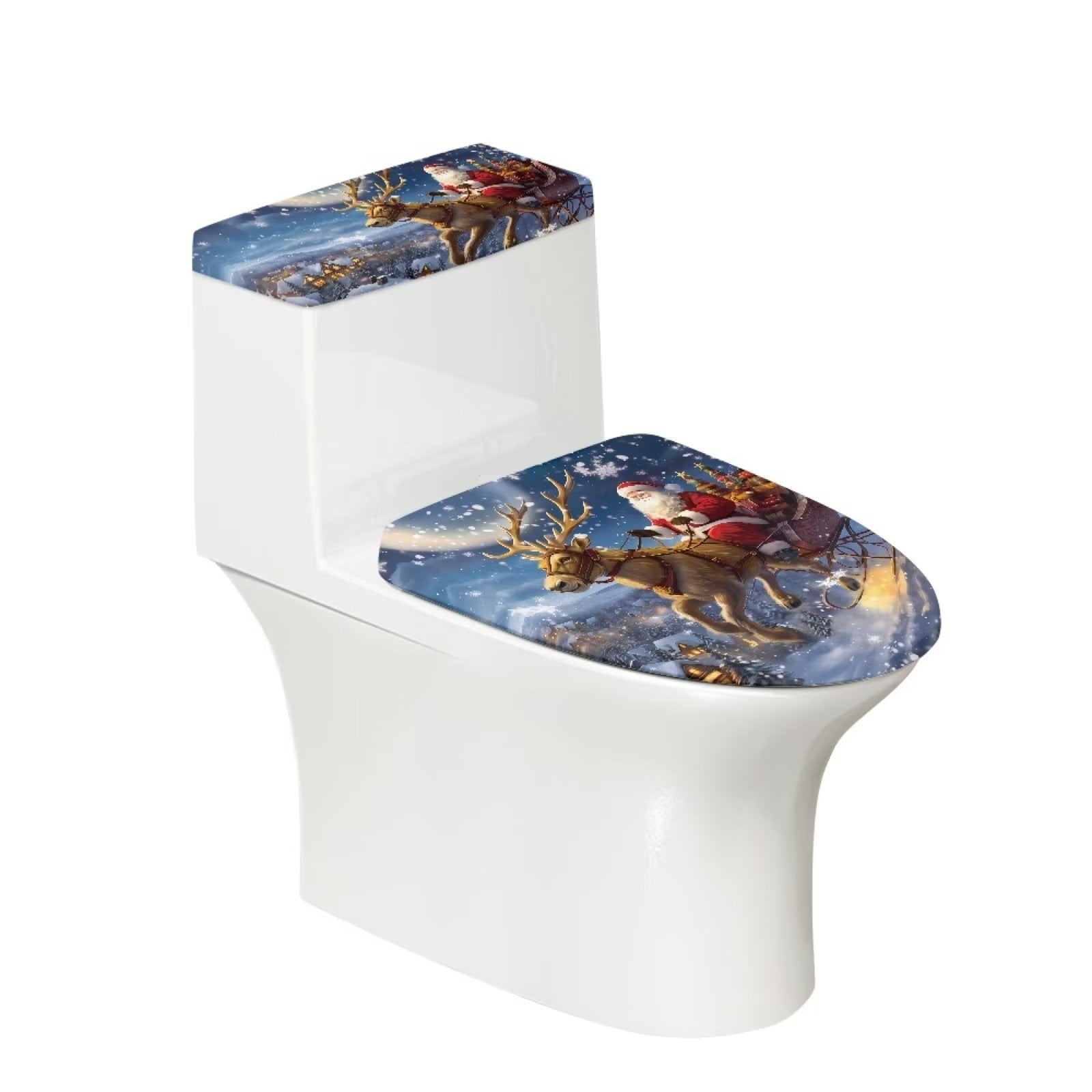 NETILGEN Christmas Elk & Santa Claus 2 Pieces Toilet Tank Bumper Pads