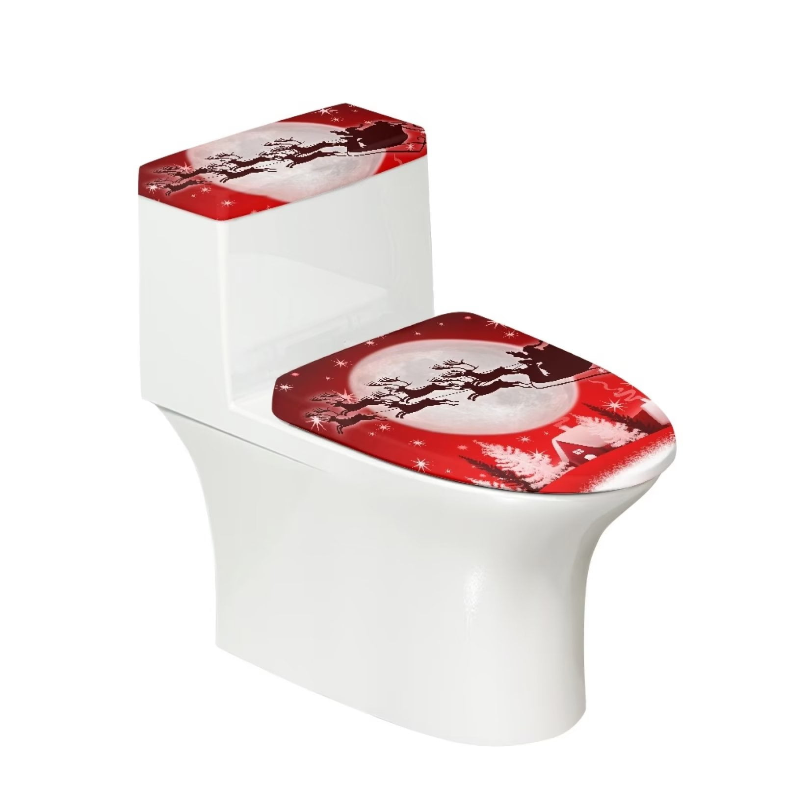 NETILGEN Christmas Eve Deers Breathable Toilet Lid Covers Funny