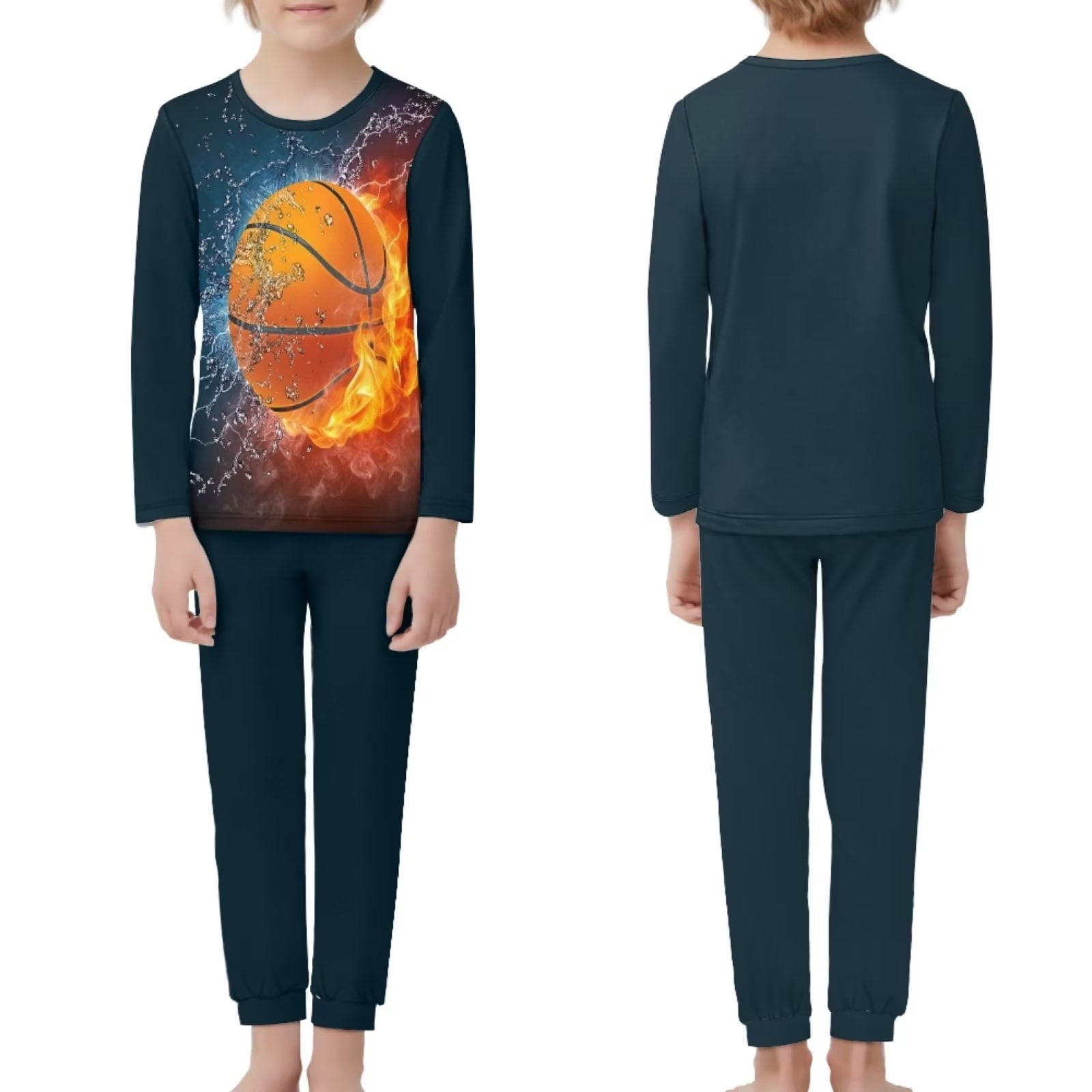 NETILGEN Creative Basketball 2 Pcs Trendy Pajamas for Teens Boys Fit