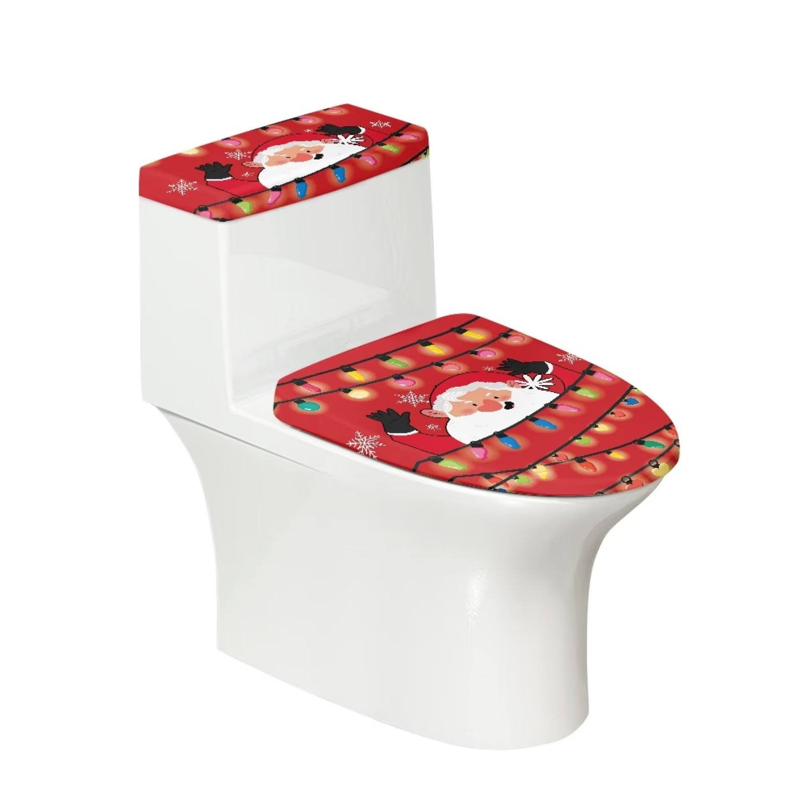 NETILGEN Father Christmas & Lights Pattern Toilet Seat And Tank Cover