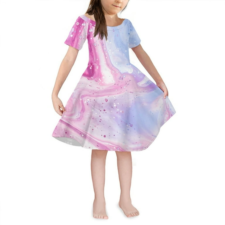 NETILGEN Girly Pink Marble Vein Print Teen Girl Dress for Perfect Birthday  Gift Lightweight Sweet Princess Style Dresses Fit 9-10 Years - Walmart.com