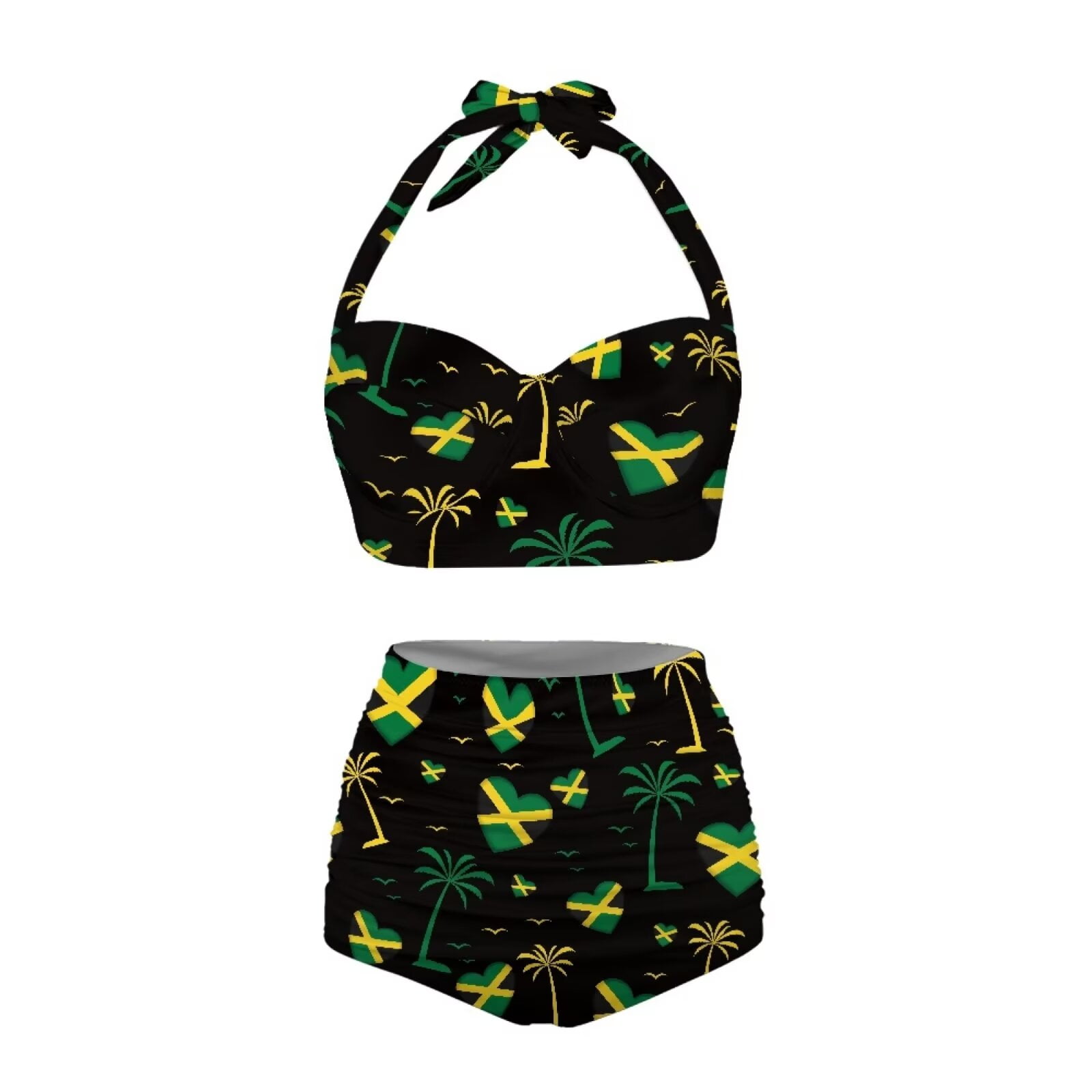 NETILGEN Jamaican Flag Women Swimsuits Piece Set, Skin-Friendly