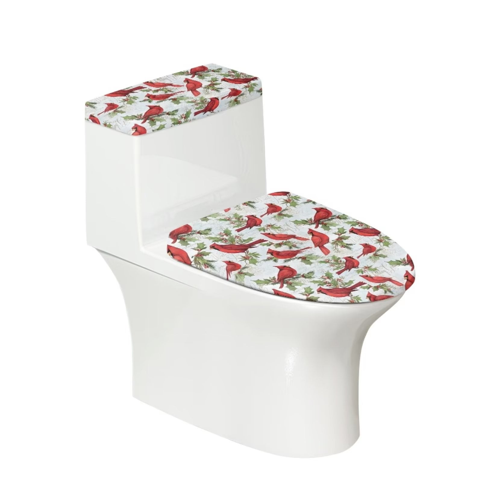 NETILGEN Leaves Birds Print NonSlip Toilet Lid Covers for Bathroom